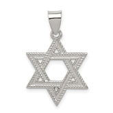 Sterling Silver Satin Rope Edge Star of David Necklace 20" Chain